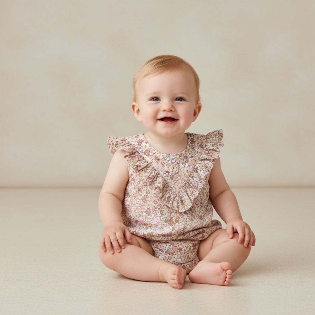 Pastel Bloom Organic Ruffle Romper