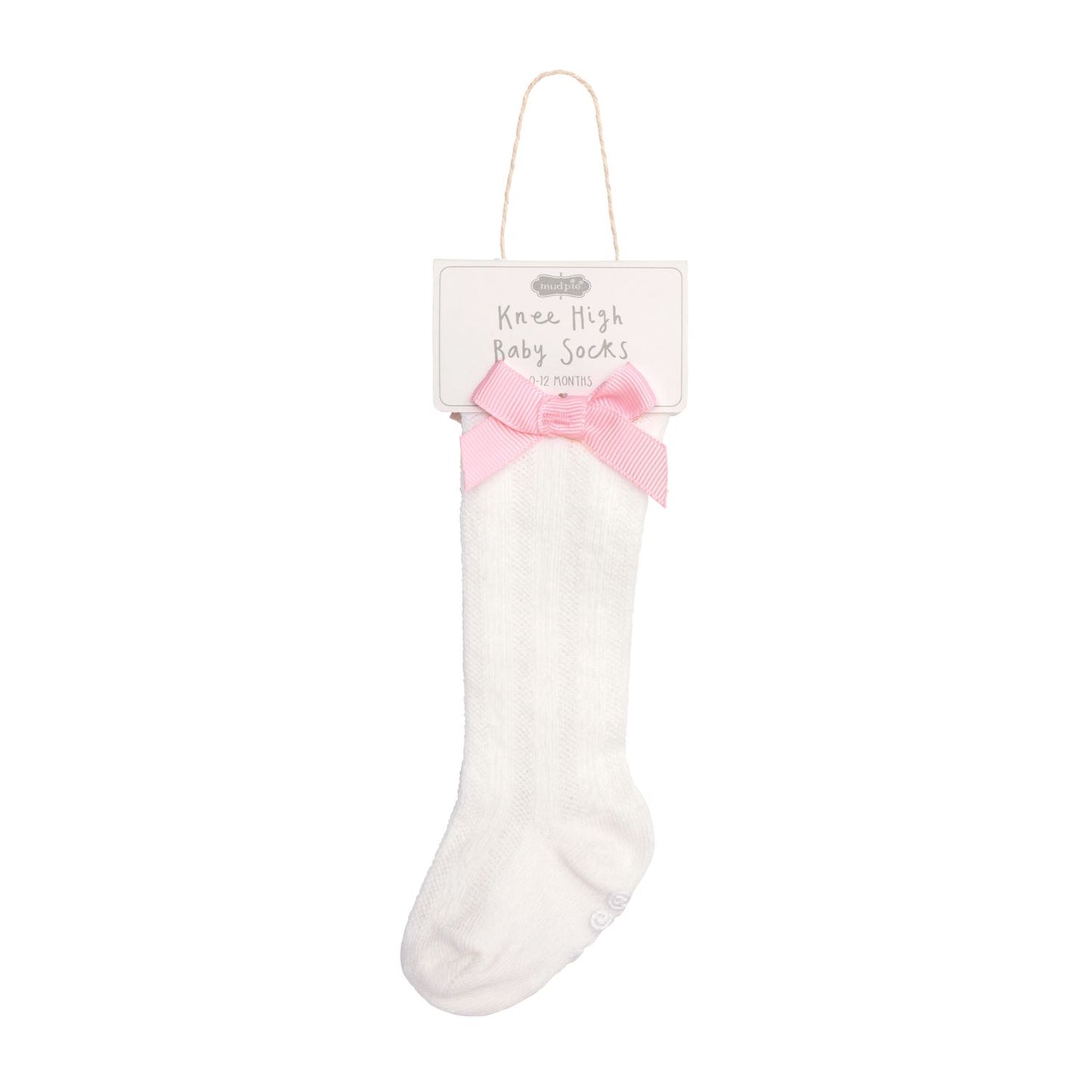 Pink Bow Tall White Socks