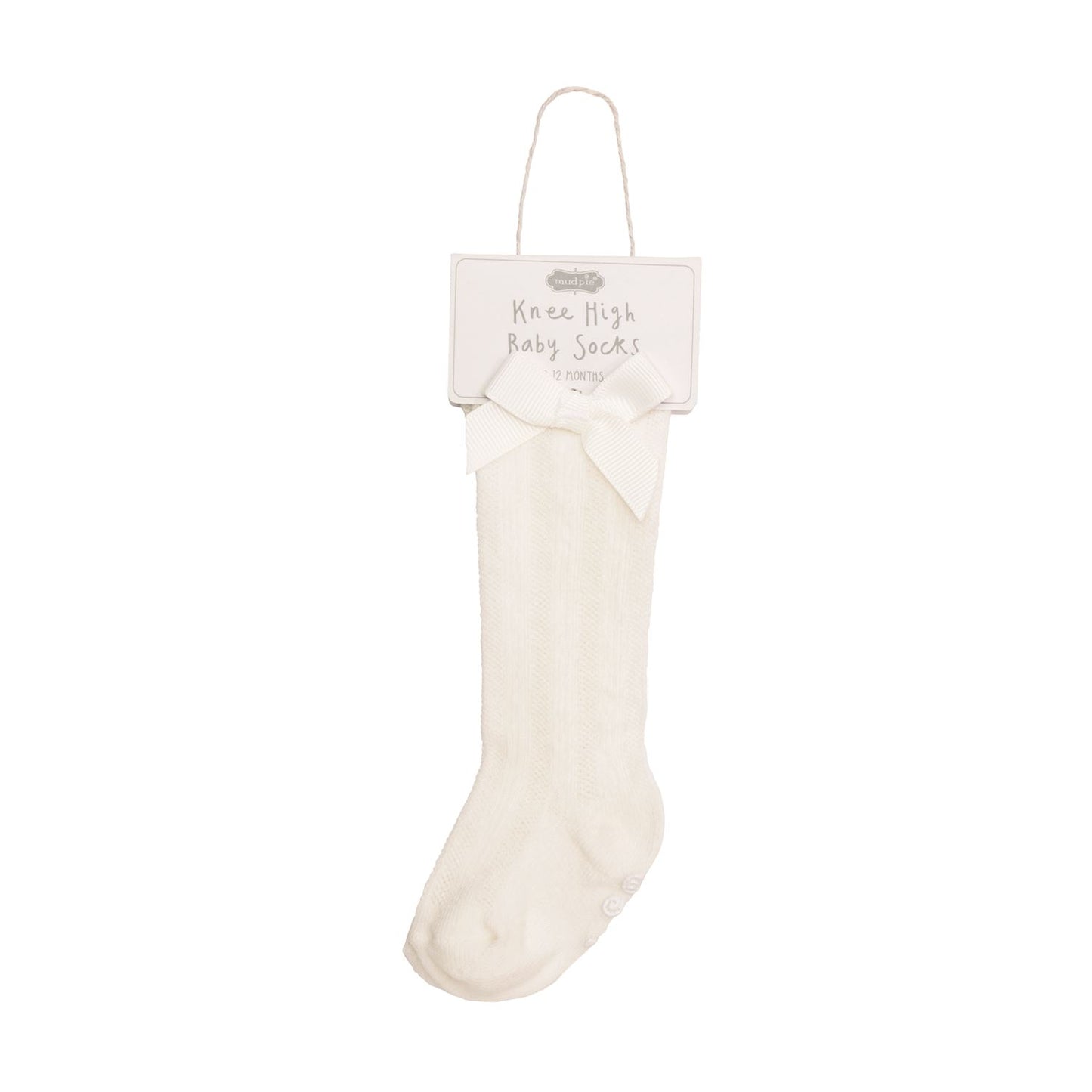White Tall Bow Socks