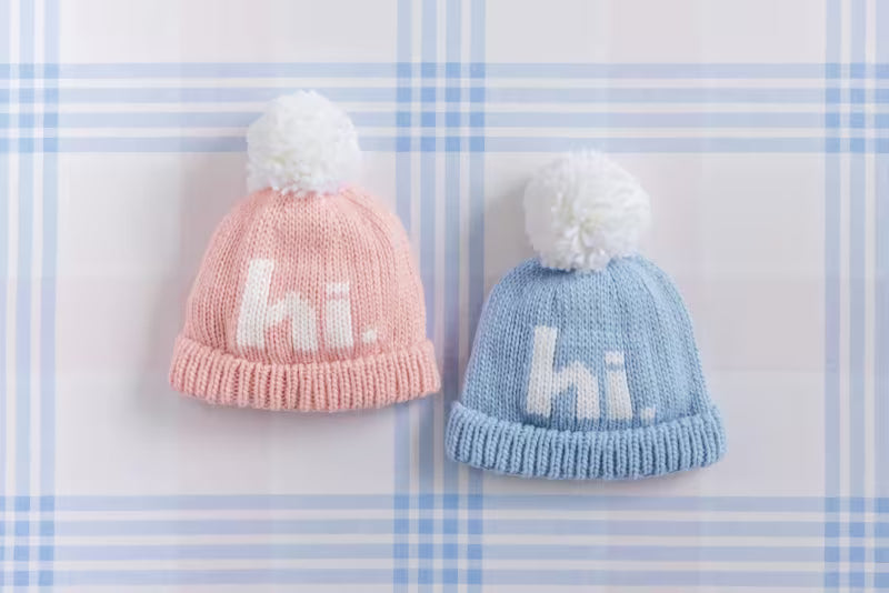 HI! Pink Knit Beanie Hat