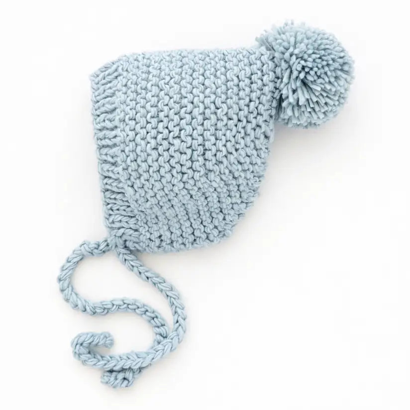 Surf Blue Garter Knit Bonnet