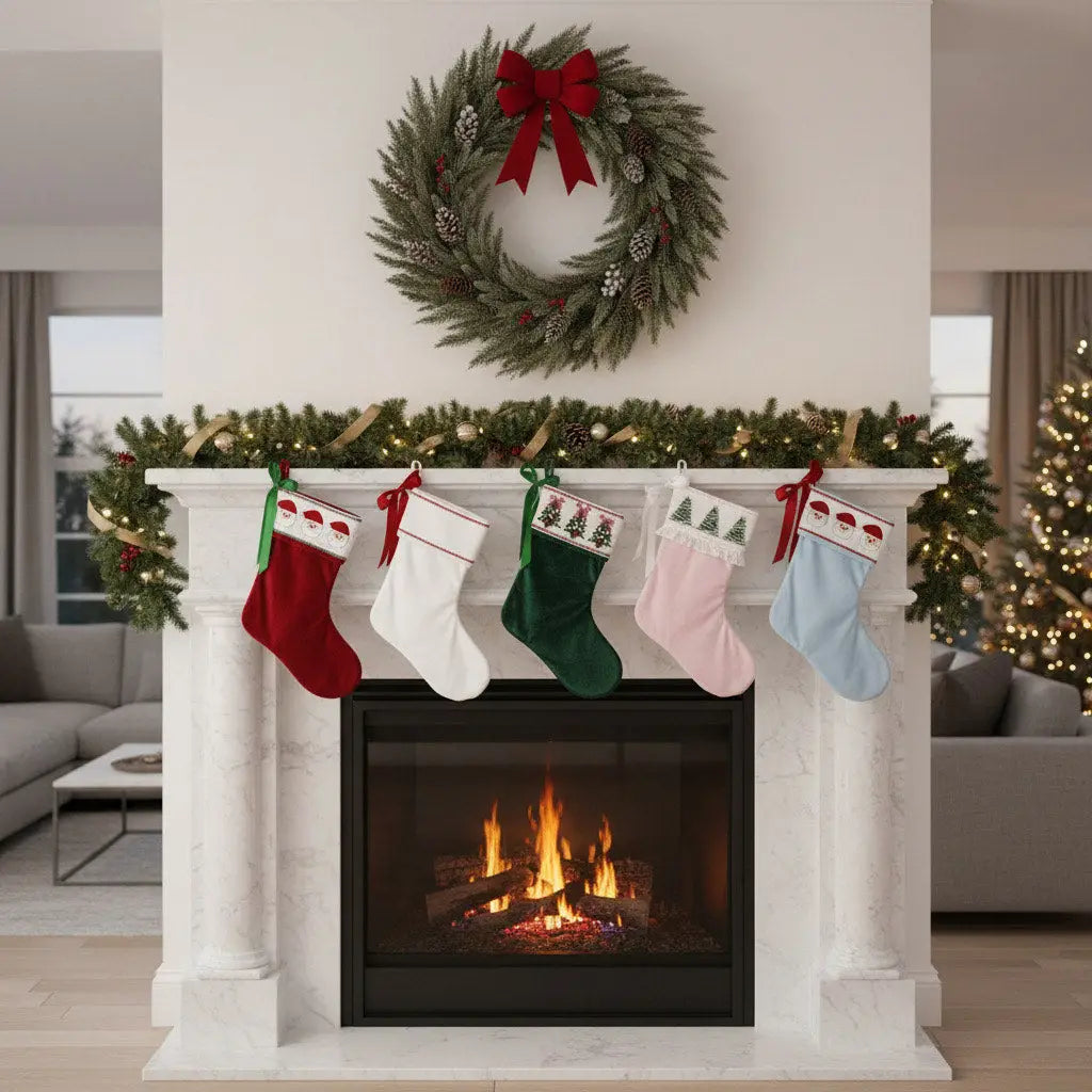 Light Bl Santa Smock Stocking