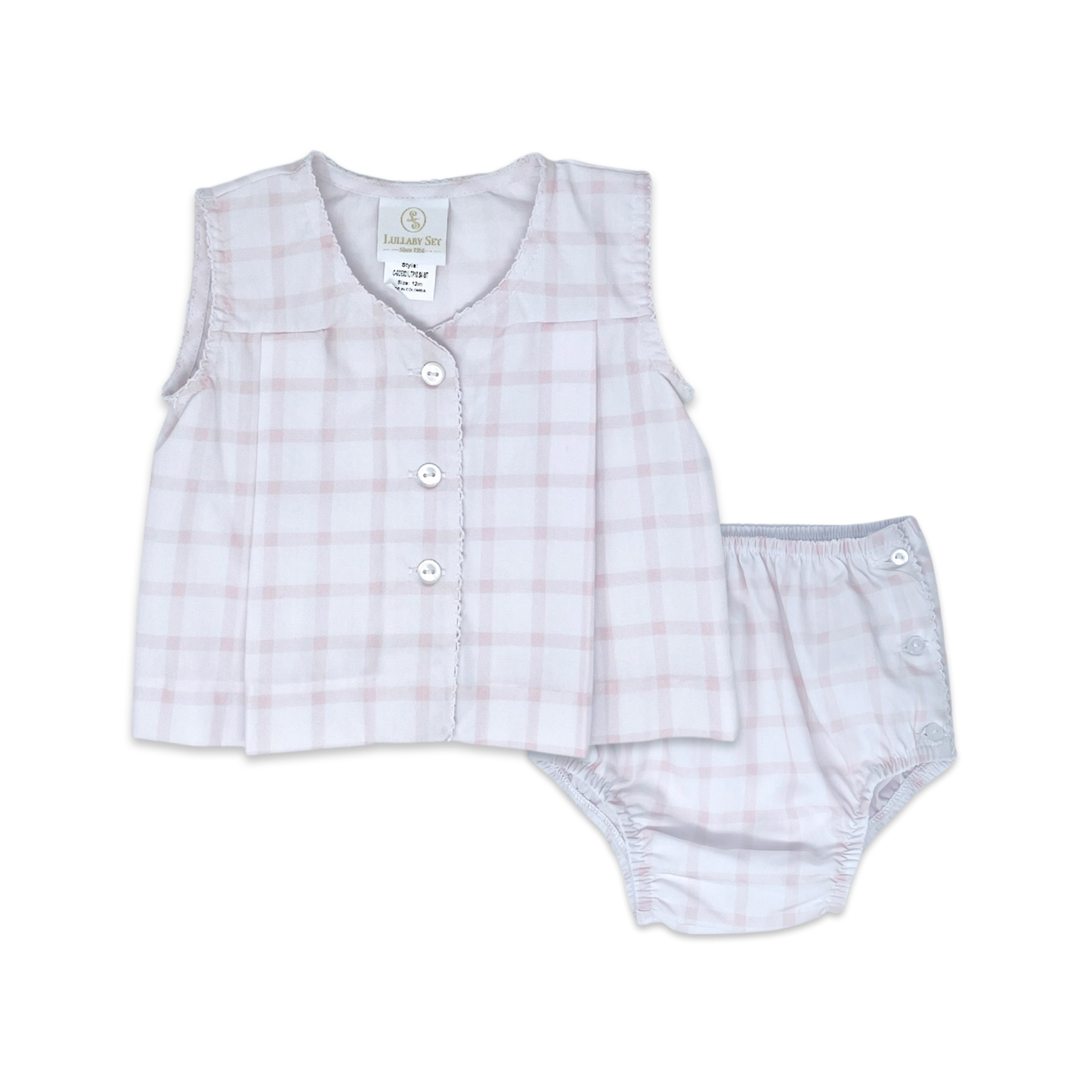 Wilmington Pink Windowpane Jill Diaper Set