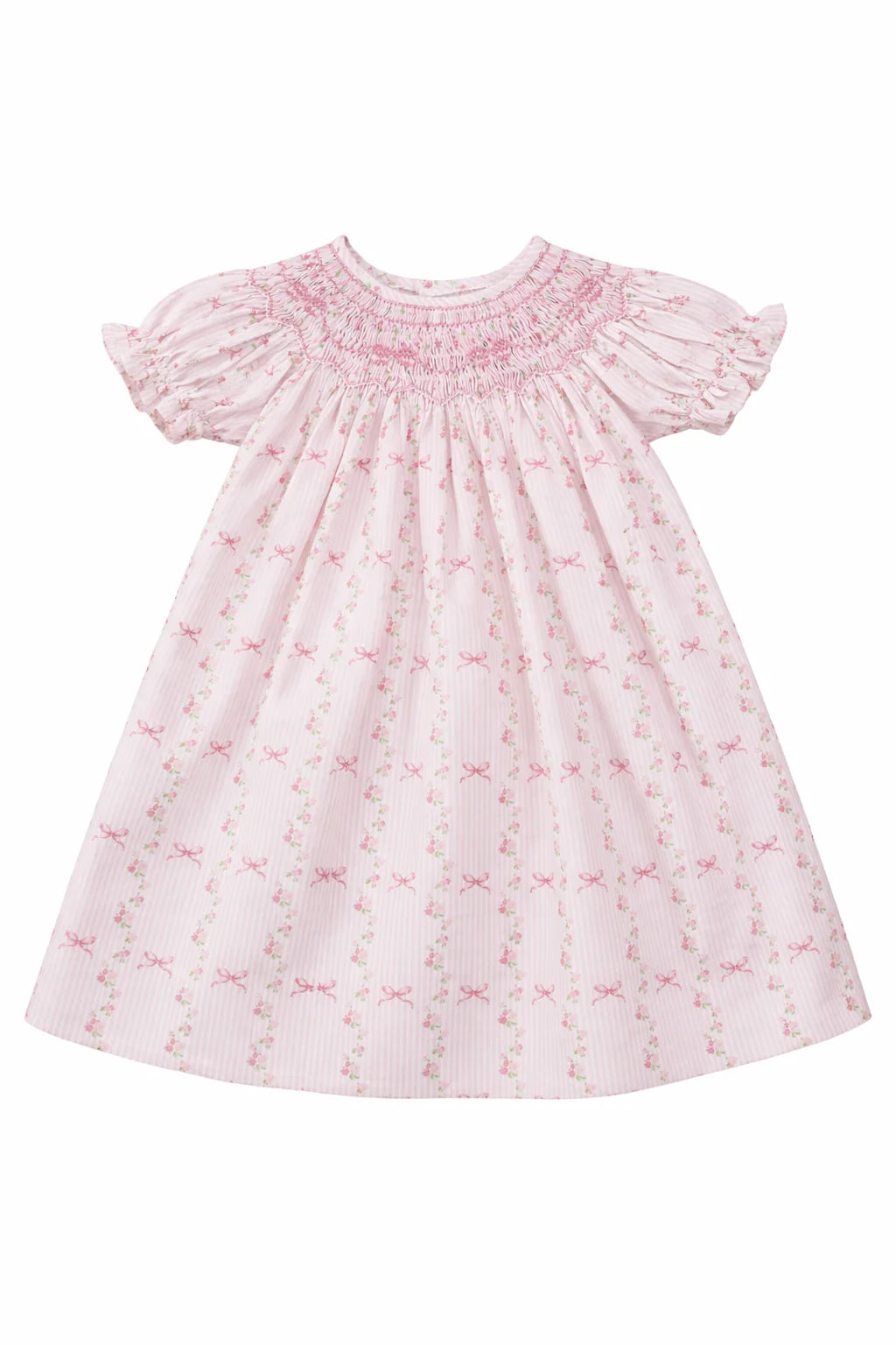 Britney Pink Stripe Bow Smock Dress