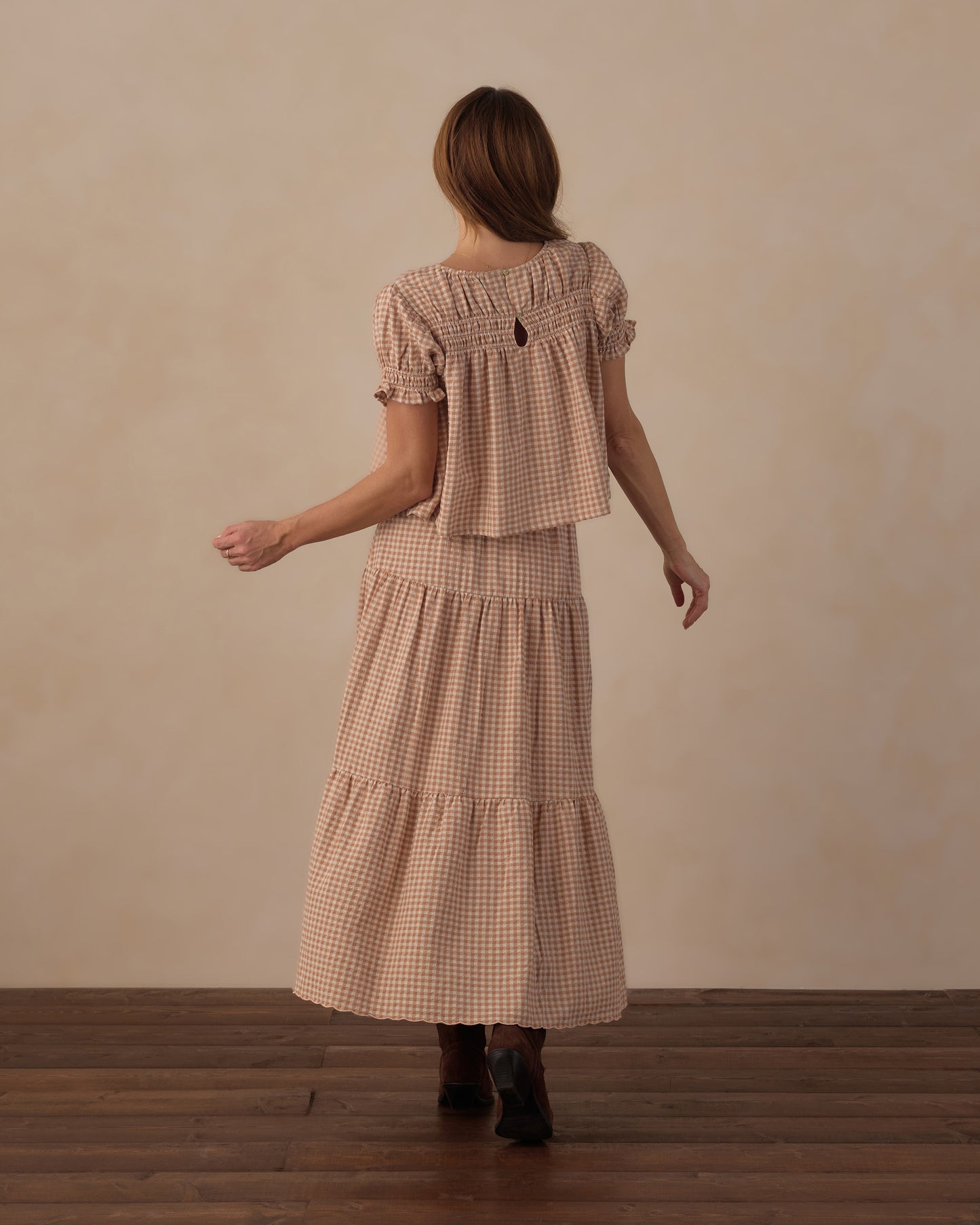 Fawn Gingham Midi Skirt
