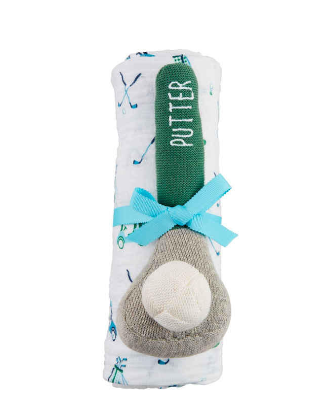 Boy Golf Swaddle & Rattle