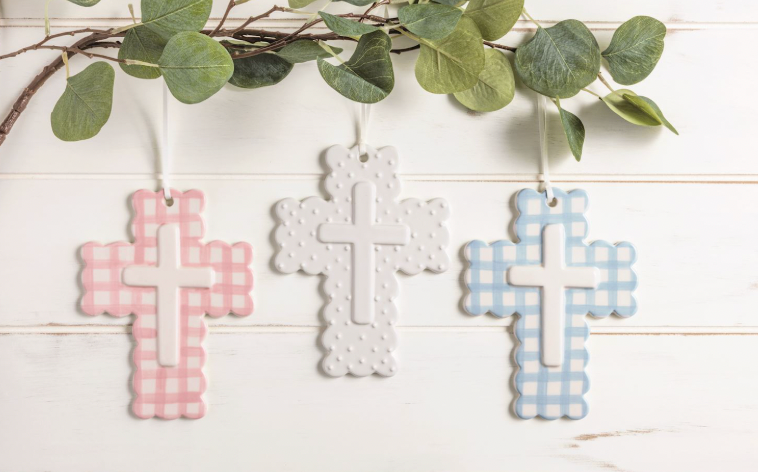 White Ceramic Dot Cross