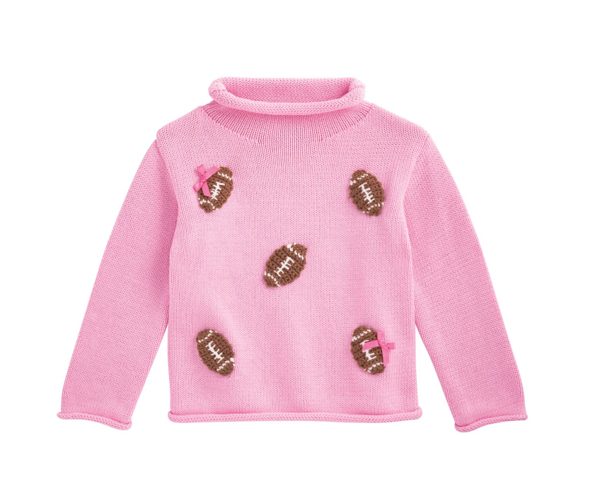 Pink Scattered Football Rollneck Sweater