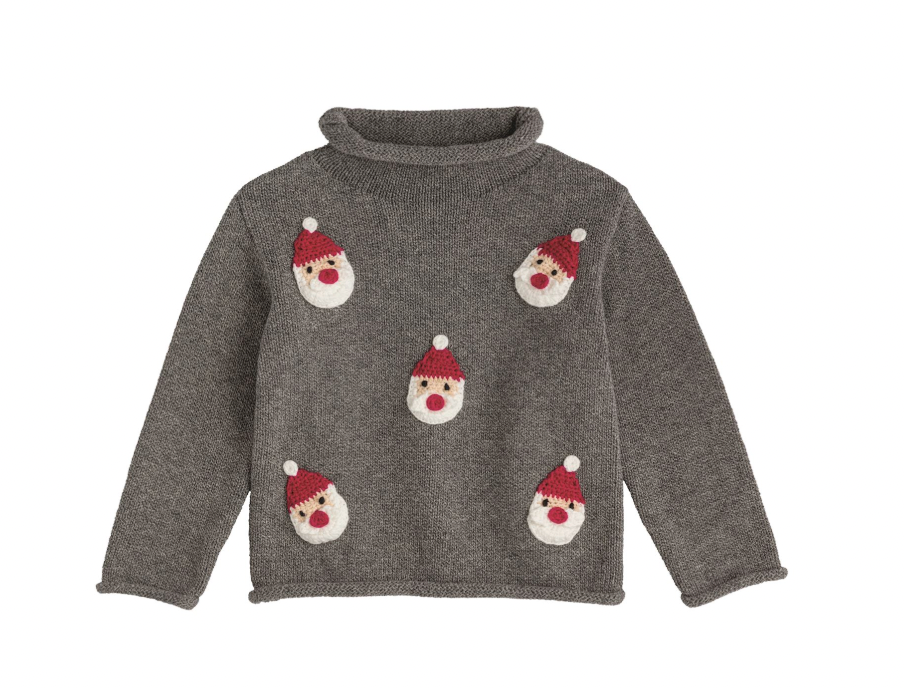Gray Scattered Santa Rollneck Sweater