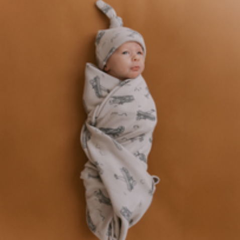 Airplanes Organic Swaddle/Hat Set