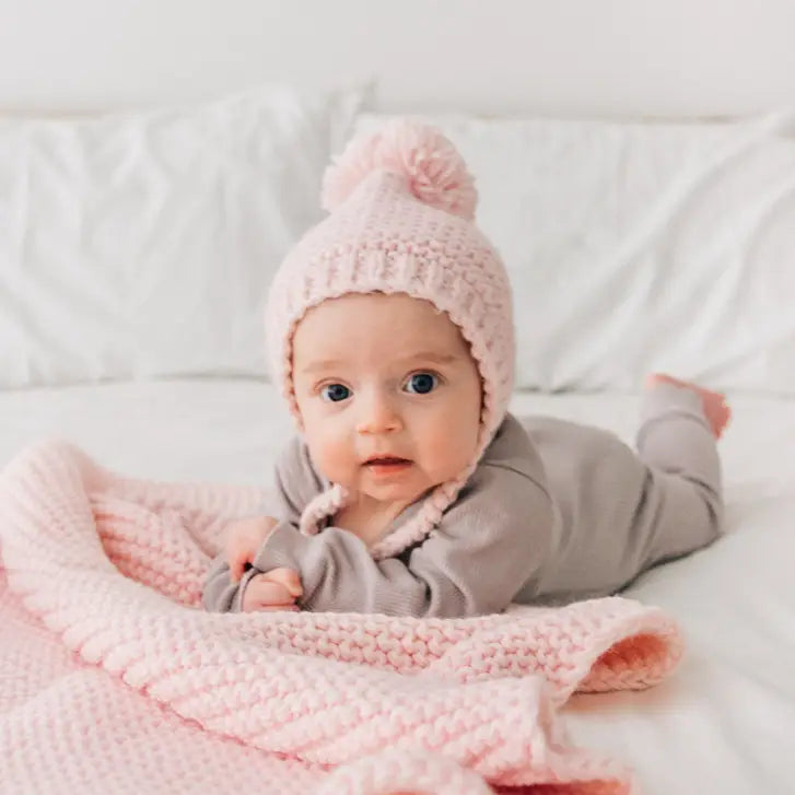 Blush Garter Knit Bonnet