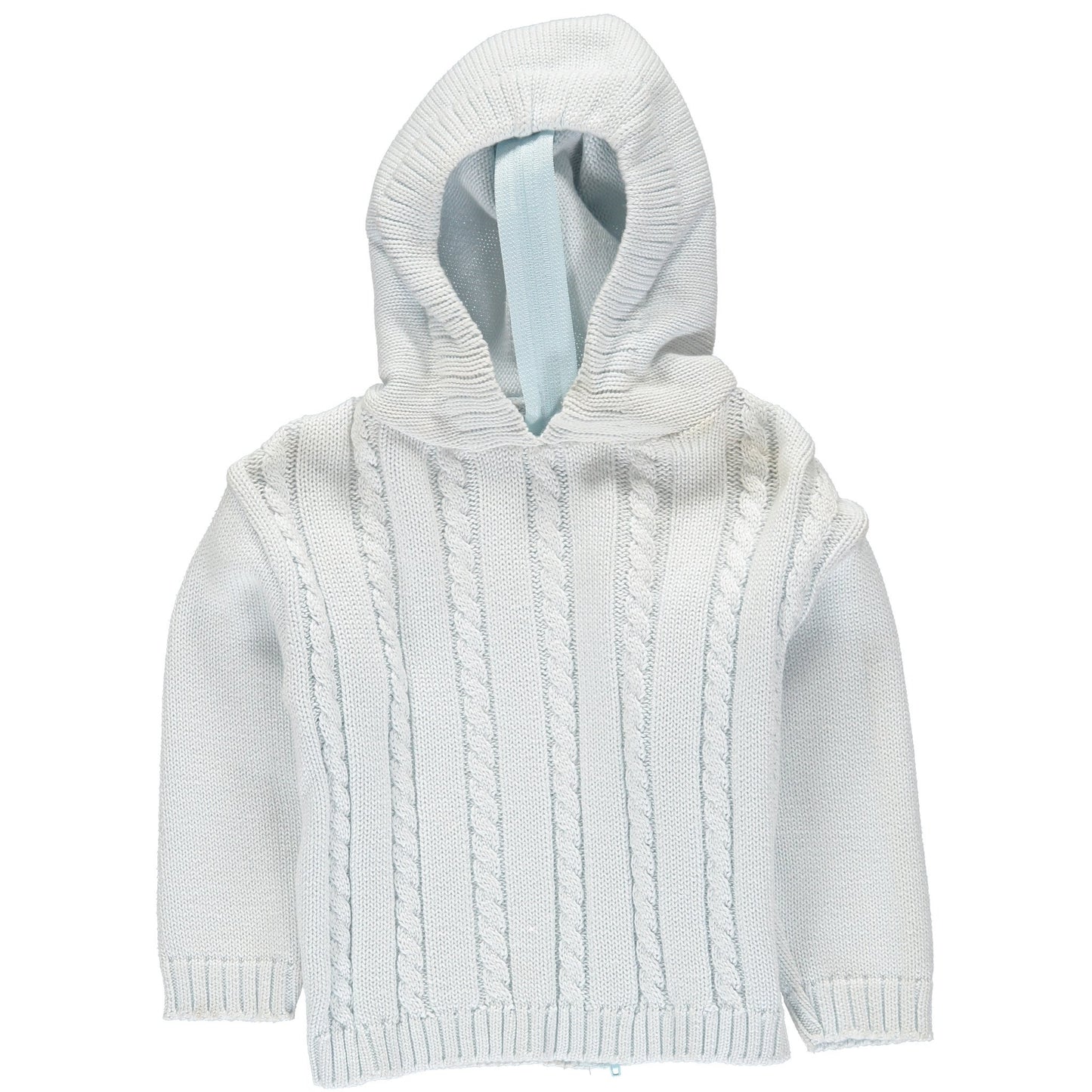 Blue Cable Zip Back Sweater