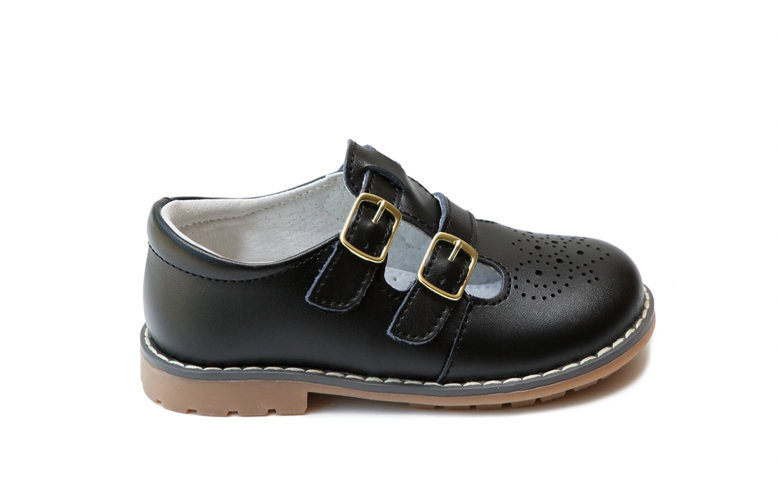 Black English Double Velcro TStrap MJ