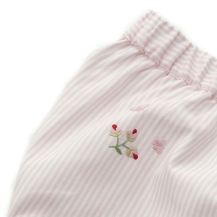 Rosebud Pink Stripe Embroidered Diaper Cover