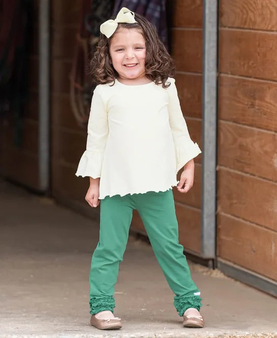 Spruce Ruffle Footless Tights