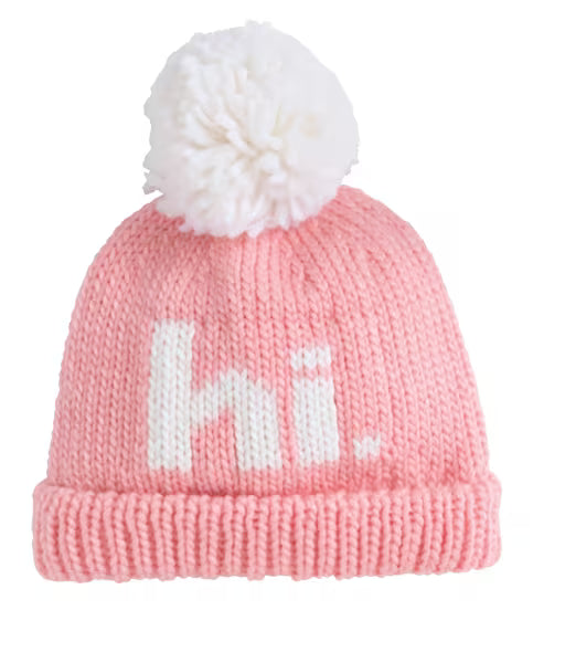 HI! Pink Knit Beanie Hat