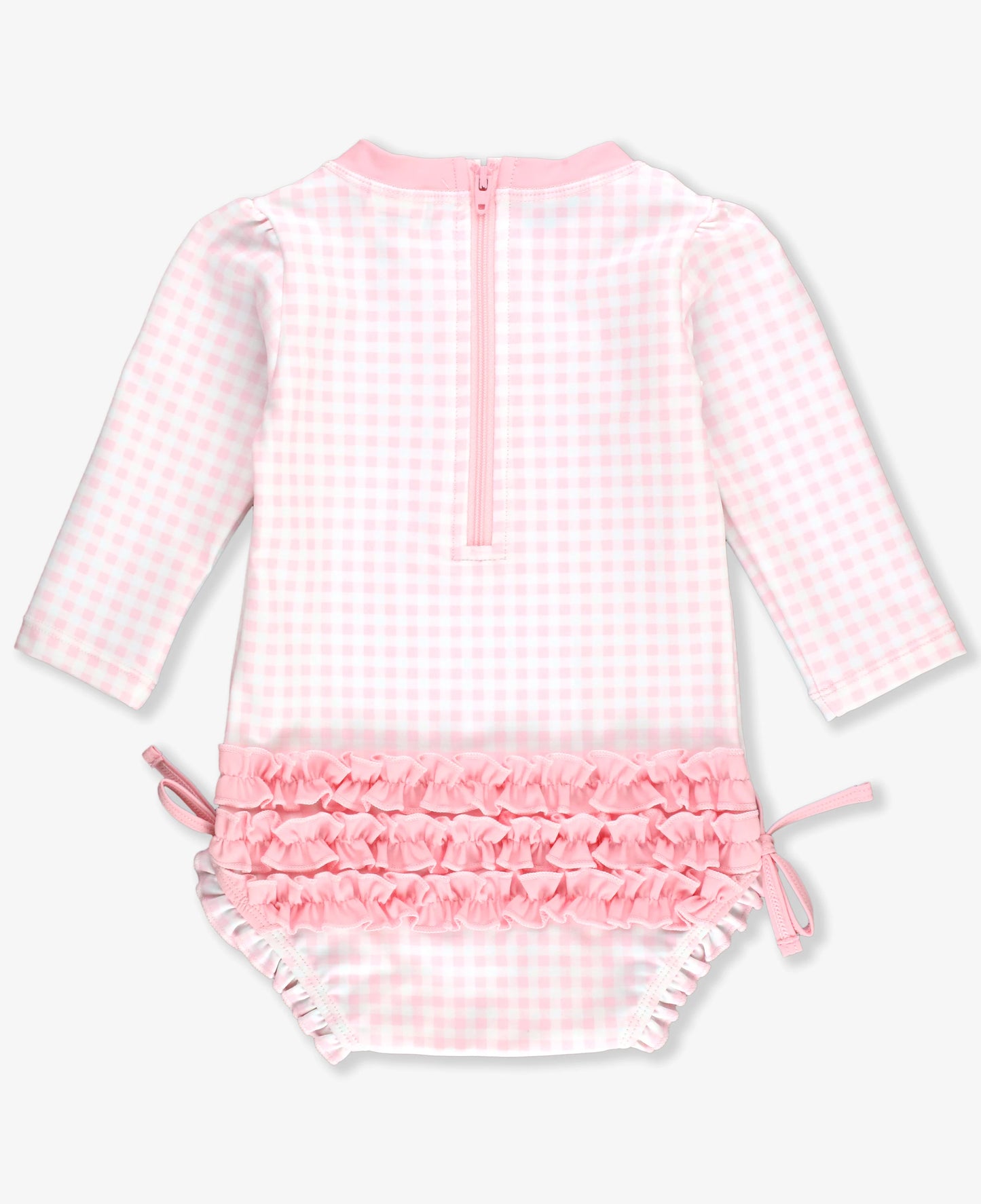 Pink Gingham LS One PC Rashguard