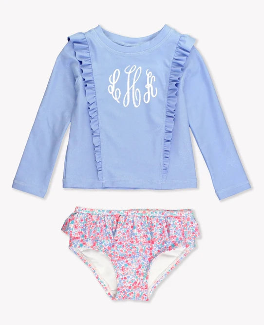 Sparkle Shimmer Ruffle Rash Guard 2PC