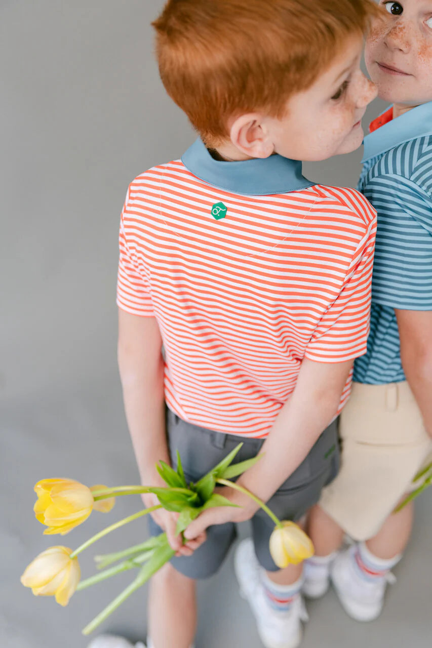 Orange Fairway Stripe Polo