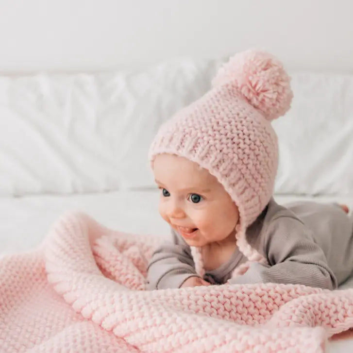 Blush Garter Knit Bonnet