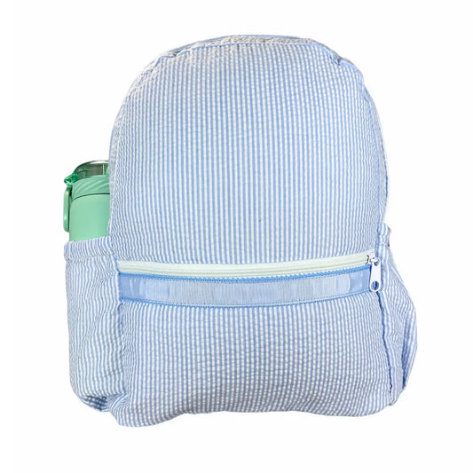 Baby Blue Medium Seersucker Backpack