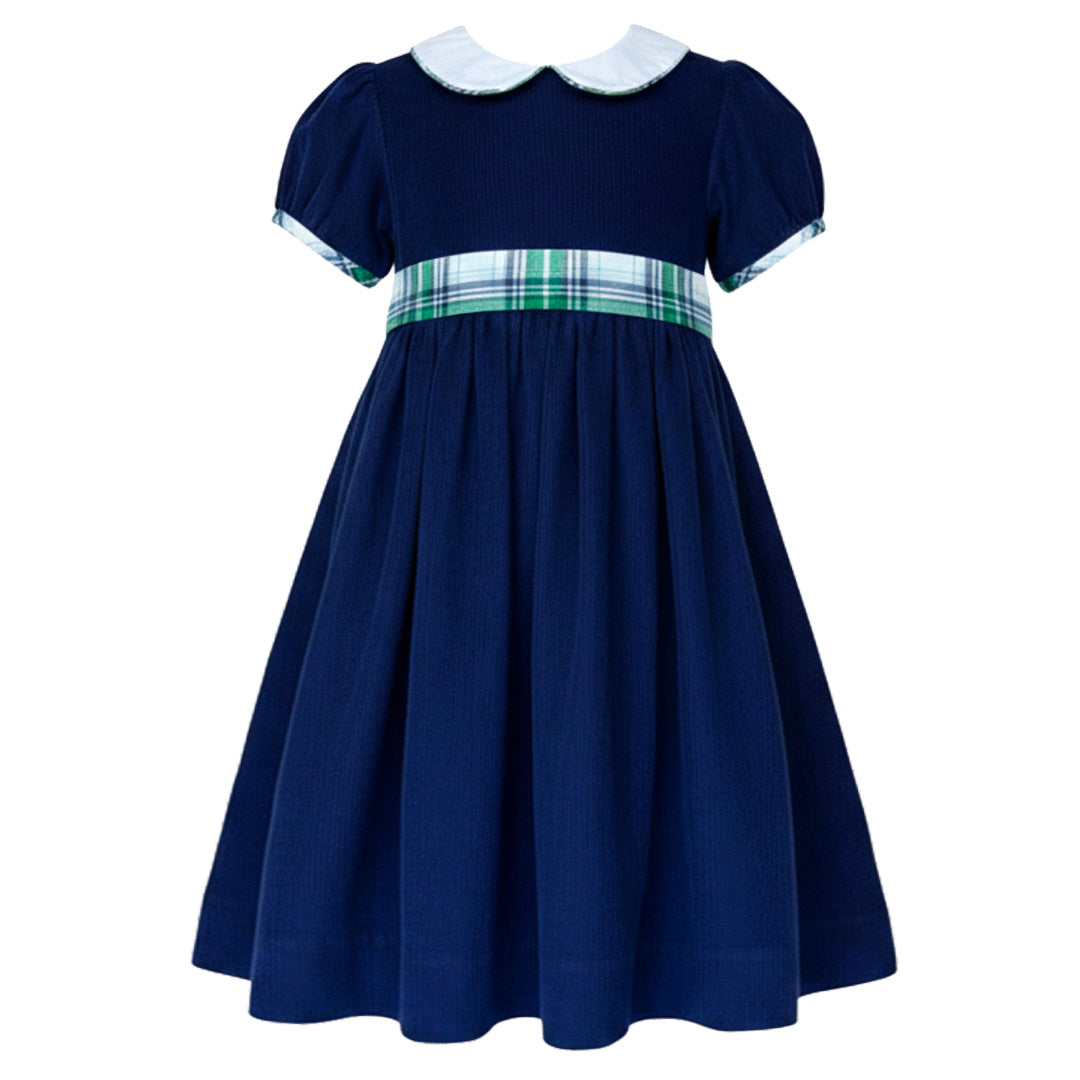Navy & Plaid Cord Dress