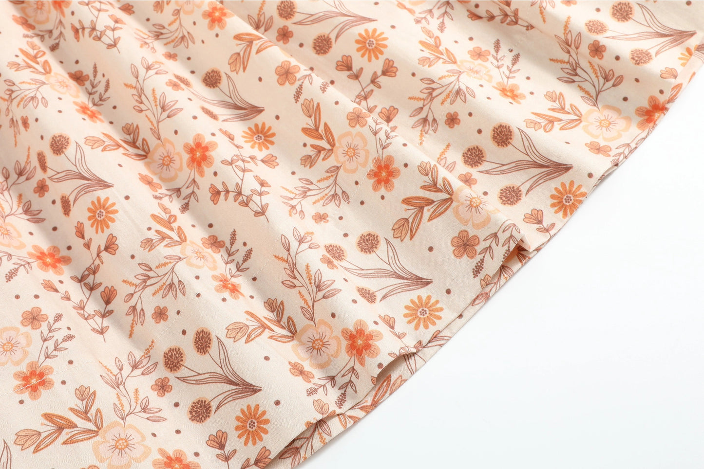 Brown Floral Smock Bishop Dress