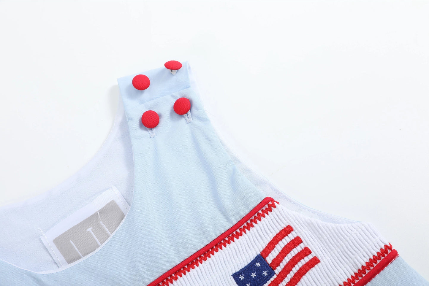 USA Flag Seersucker Smock Shortall