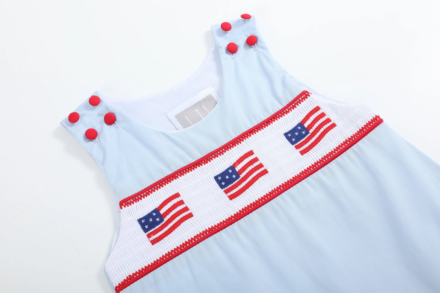 USA Flag Seersucker Smock Shortall