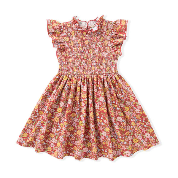 Autumn Bloom Smock Flutter Dress