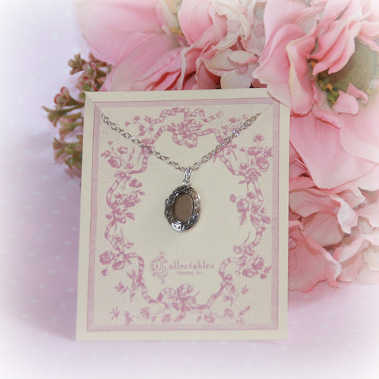 Rhodium Oval Locket Necklace