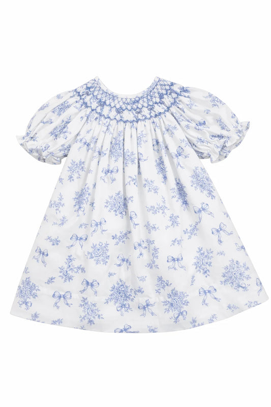 Evelyn Wht/Blue Floral Smock Dress