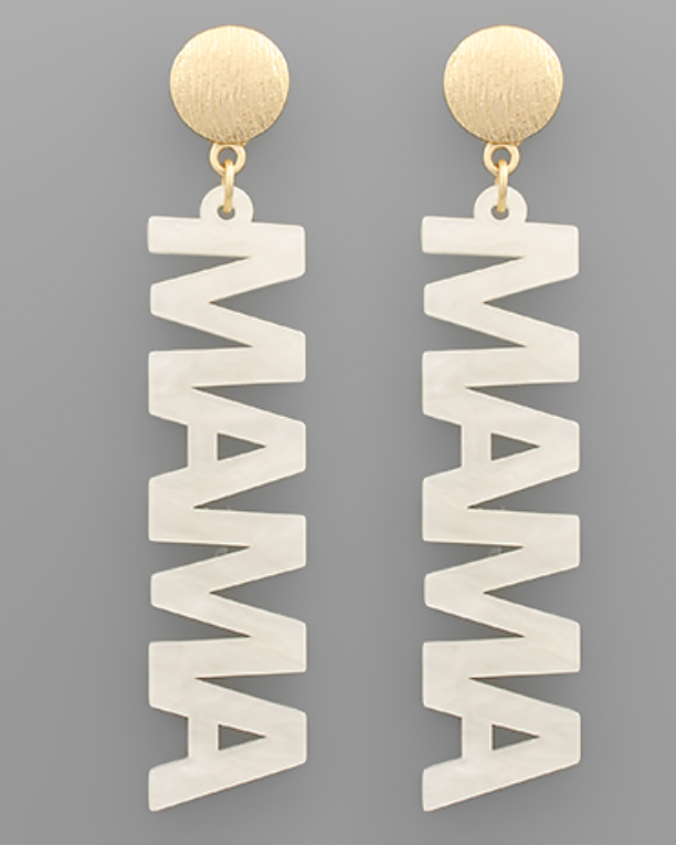 Acetate Mama Letter Earrings