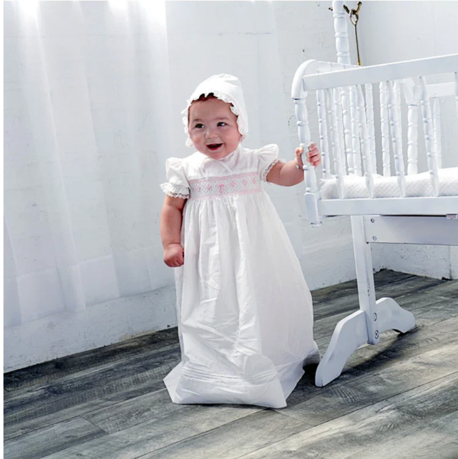 Girl Long Scallop Christening Gown