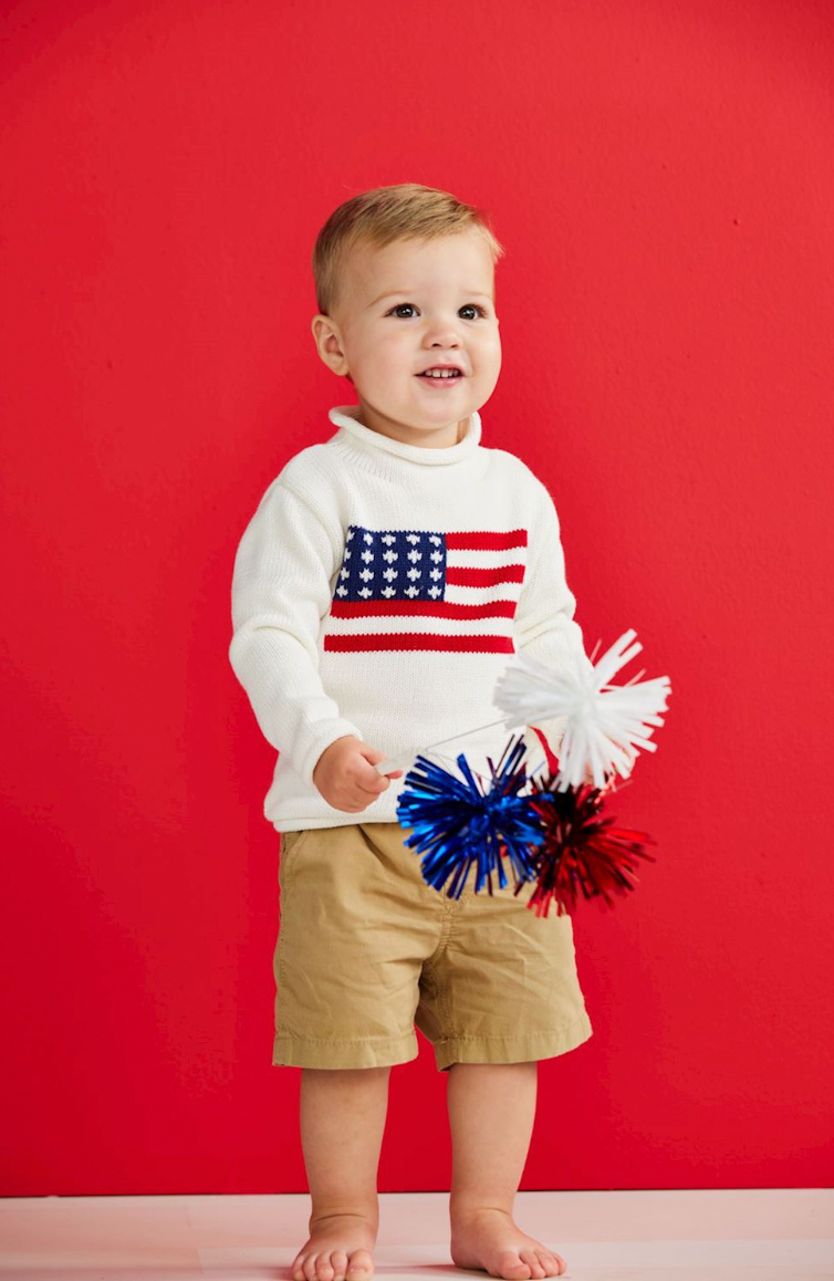 Cream Flag Rollneck Sweater