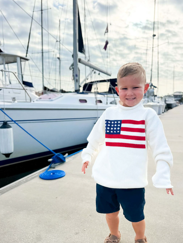 Cream Flag Rollneck Sweater