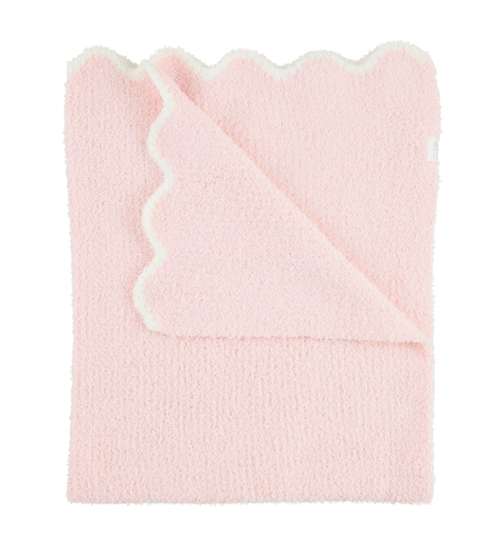 Pink Scalloped Chenille Blanket