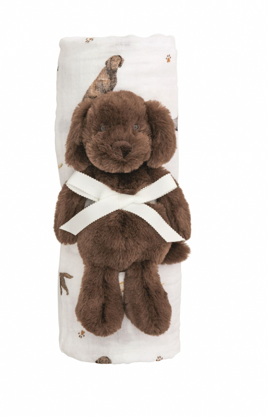 Lab Swaddle & Rattle Set