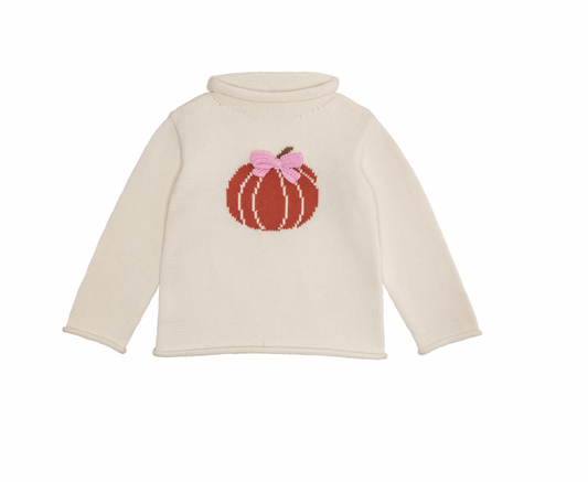Bow Pumpkin Rollneck Sweater