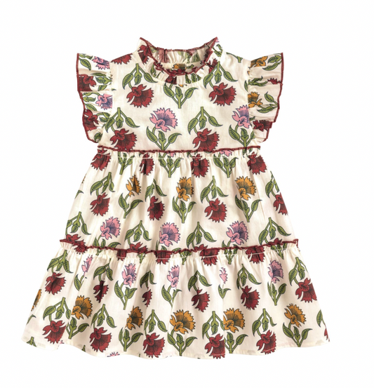 Multi-Floral Ruffle Dress