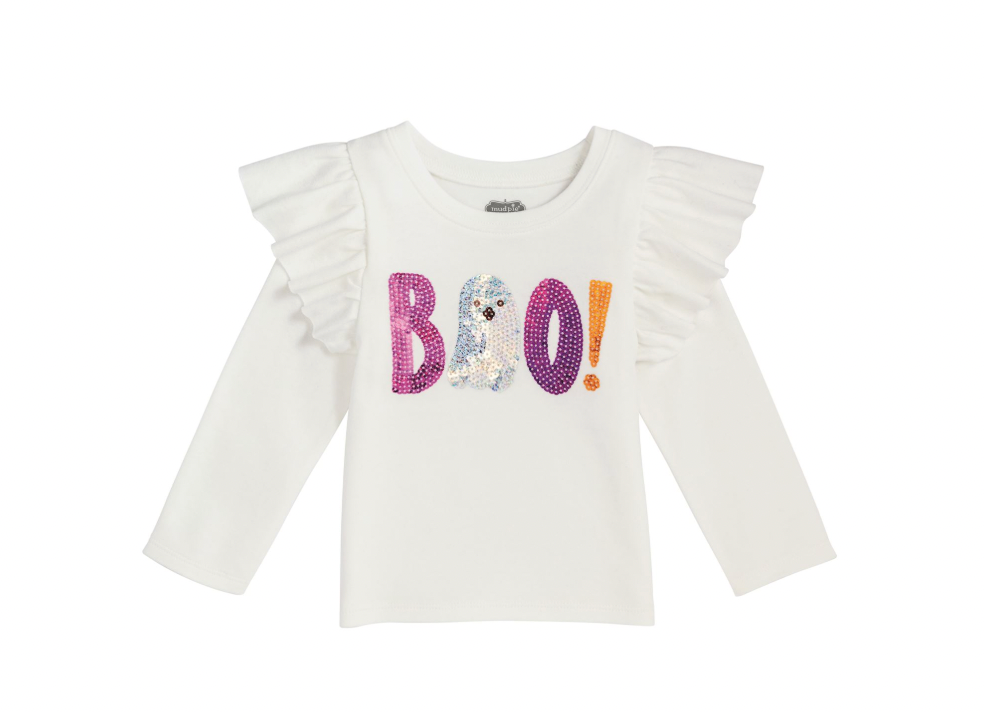 White Boo Sequin Tee
