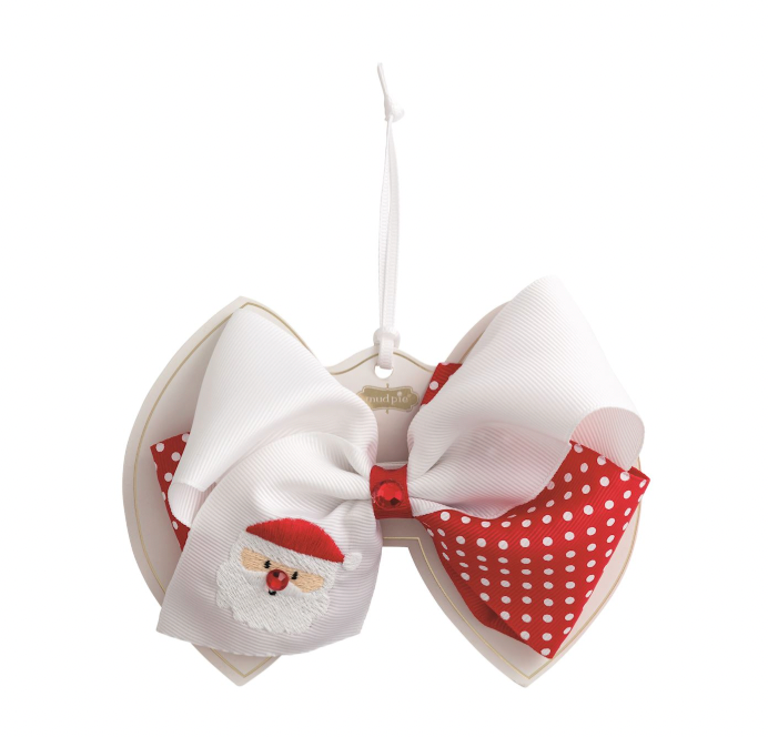 Santa Embroidered Bow