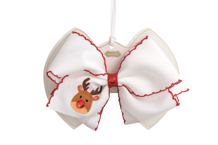 Reindeer Embroidered Bow