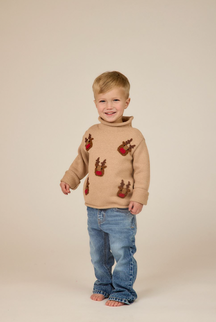 Scattered Reindeer Rollneck Sweater