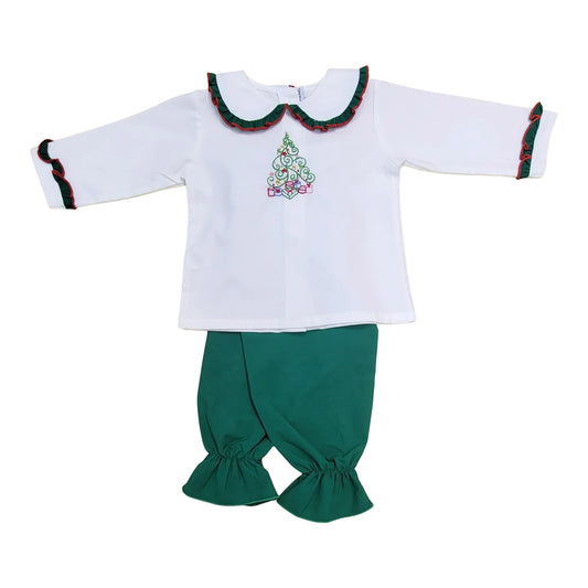 Christmas Emb Tree Pant Set