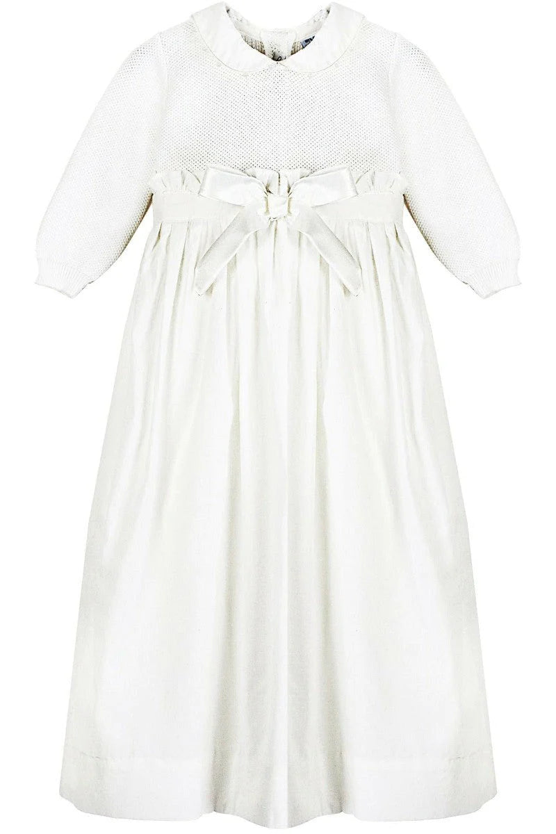 Pebble Stitch Girl Christening Gown W/Bonnet