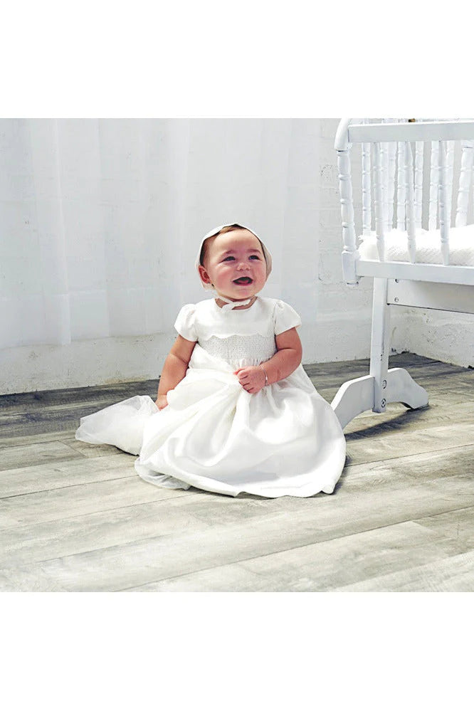 Scallop Girl Christening Gown & Bonnet