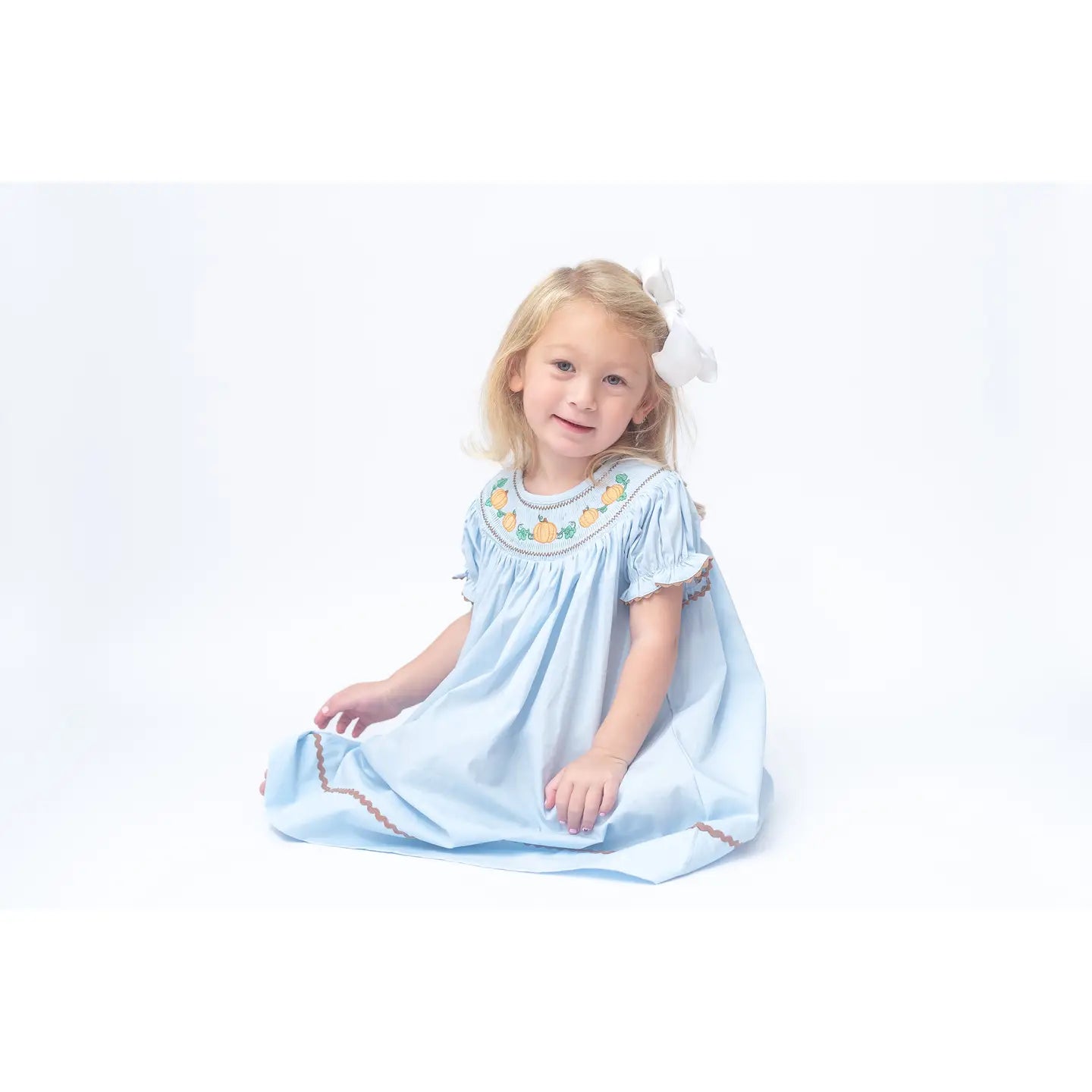 Blue Pumpkin Gingham Smock Dress