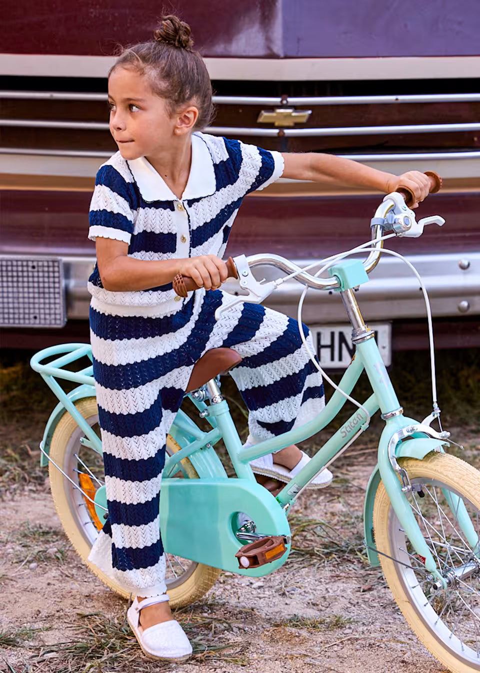 Navy Striped Crochet Set