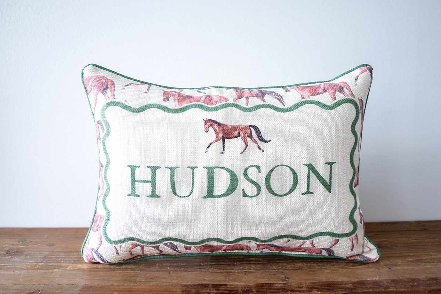 Horse Green Name Pillow
